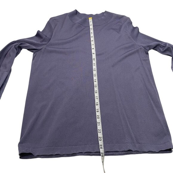 COS fine knit mock neck mixed Media bishop sleeve top lavender gray women’s M - Picture 10 of 11